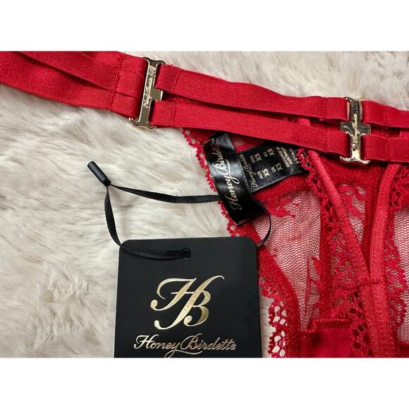 RARE🔥 Honey Birdette LUCILLE❤️ Red Lace Thong XS - Picture 3 of 3